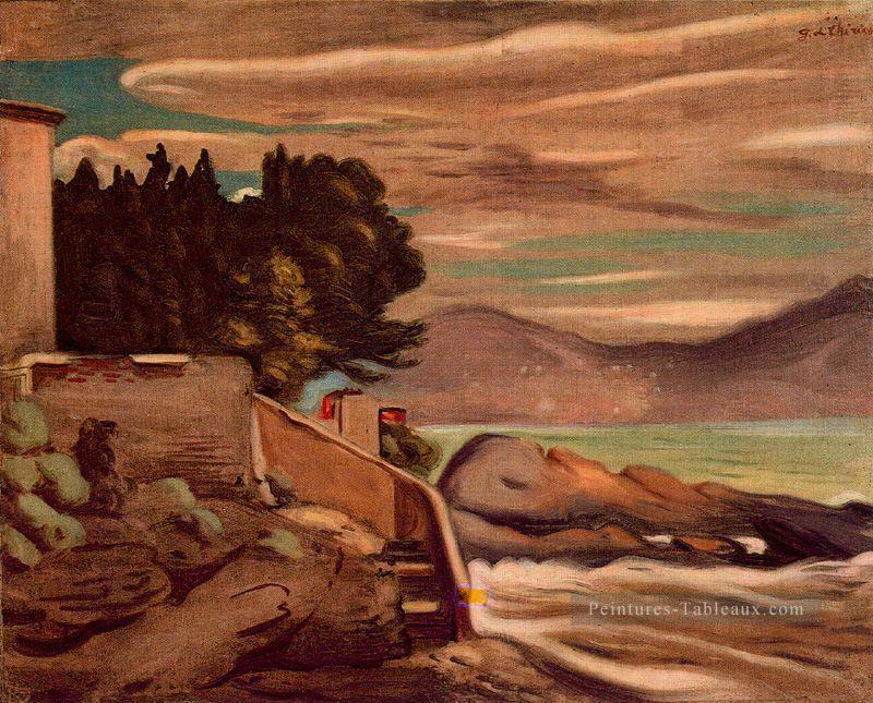 Paysage près de Genova Giorgio de Chirico surréalisme métaphysique Peintures à l'huile